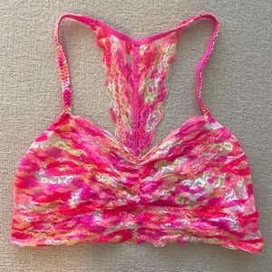 Large Victoria’s Secret PINK Neon Pink Tie-dye Bralette